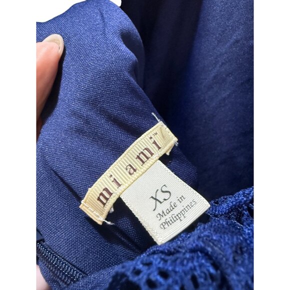 Mi‎ Amore Blue Lace Dress With Ruffle Sleeves Size XS - Picture 8 of 10